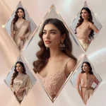 Diamond-Cut Frame Collage of a Radiant Indian Woman | instagram prompt for girls in saree
